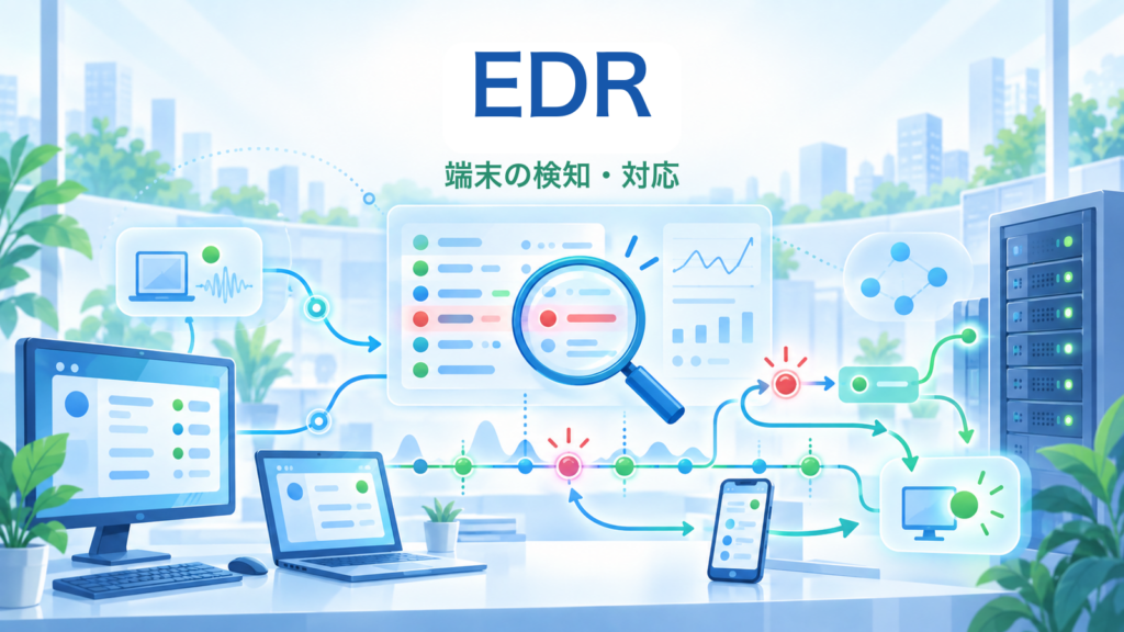 EDR：端末の検知・対応を示すITパスポート合格ナビのアイキャッチ